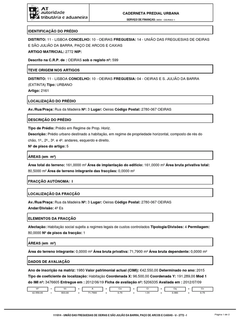 Caderneta Predial Urbana